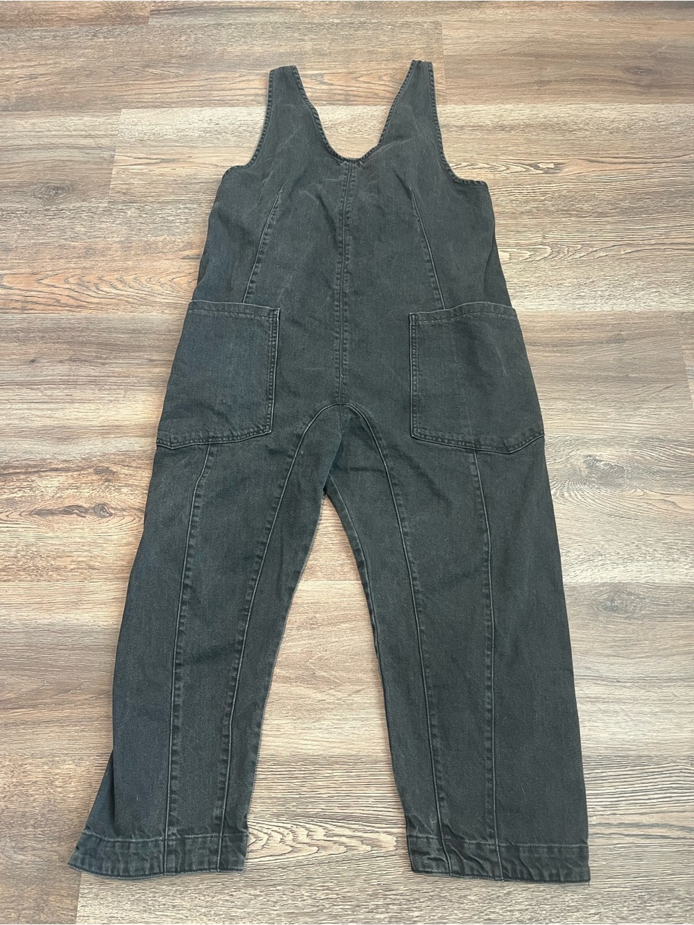 Free People We The Free High Roller Denim Jumpsuit Washed Black Size Medium - Picture 3 of 8